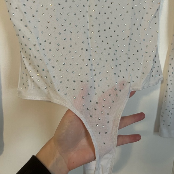 Honey: White sheer rhinestone bodysuit - Picture 4 of 5